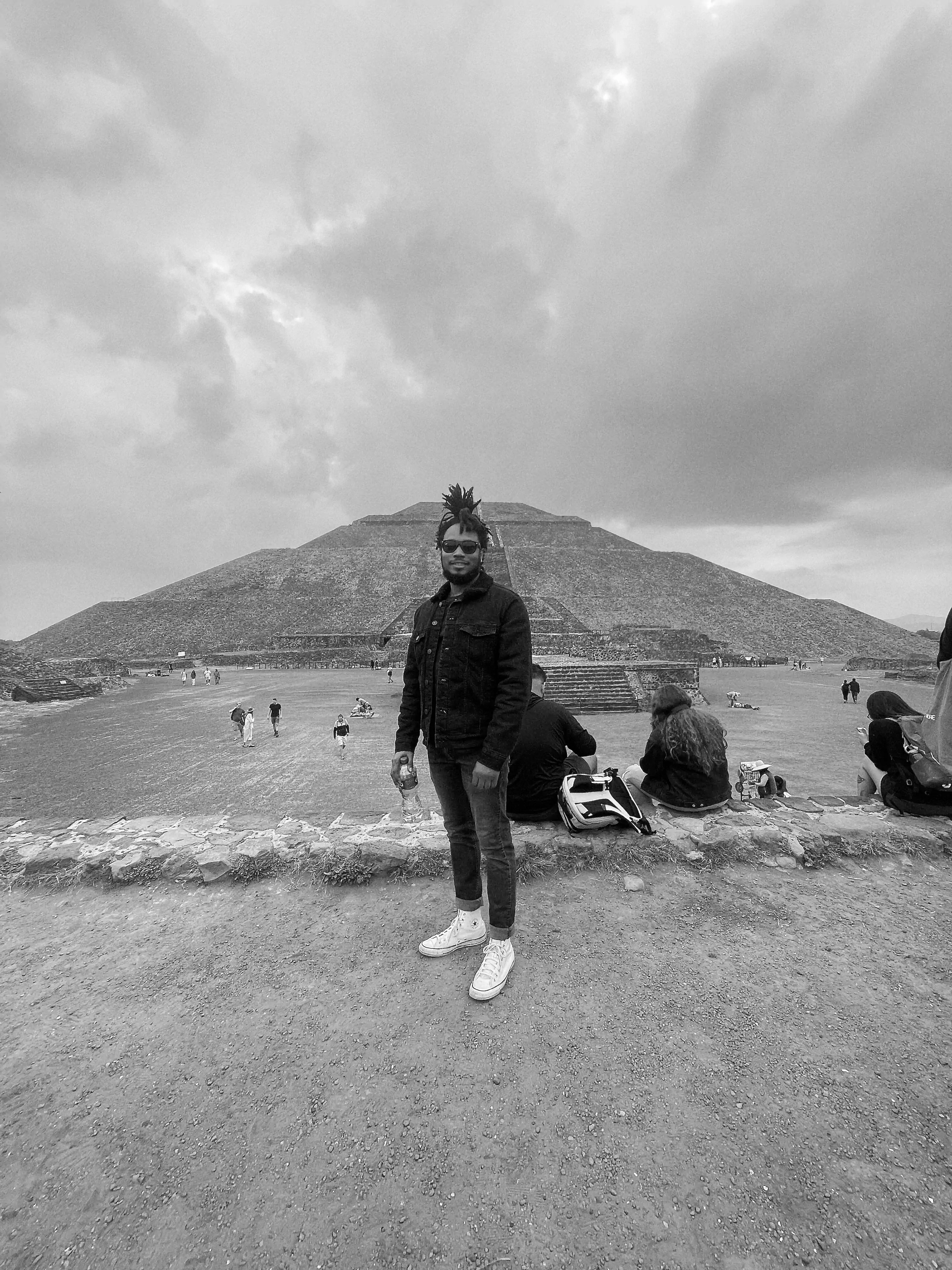 Portrait of me at Teotihuacan, in front of the Pyramid of the Sun